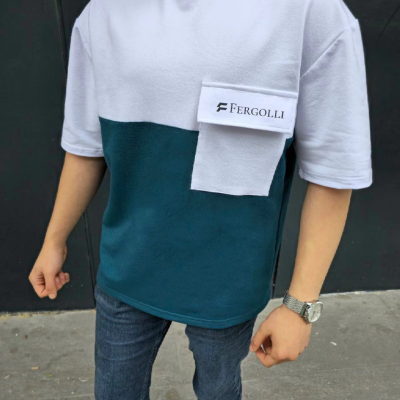 Torba Cep Detaylı  Parçalı T-Shirt - Lacivert -